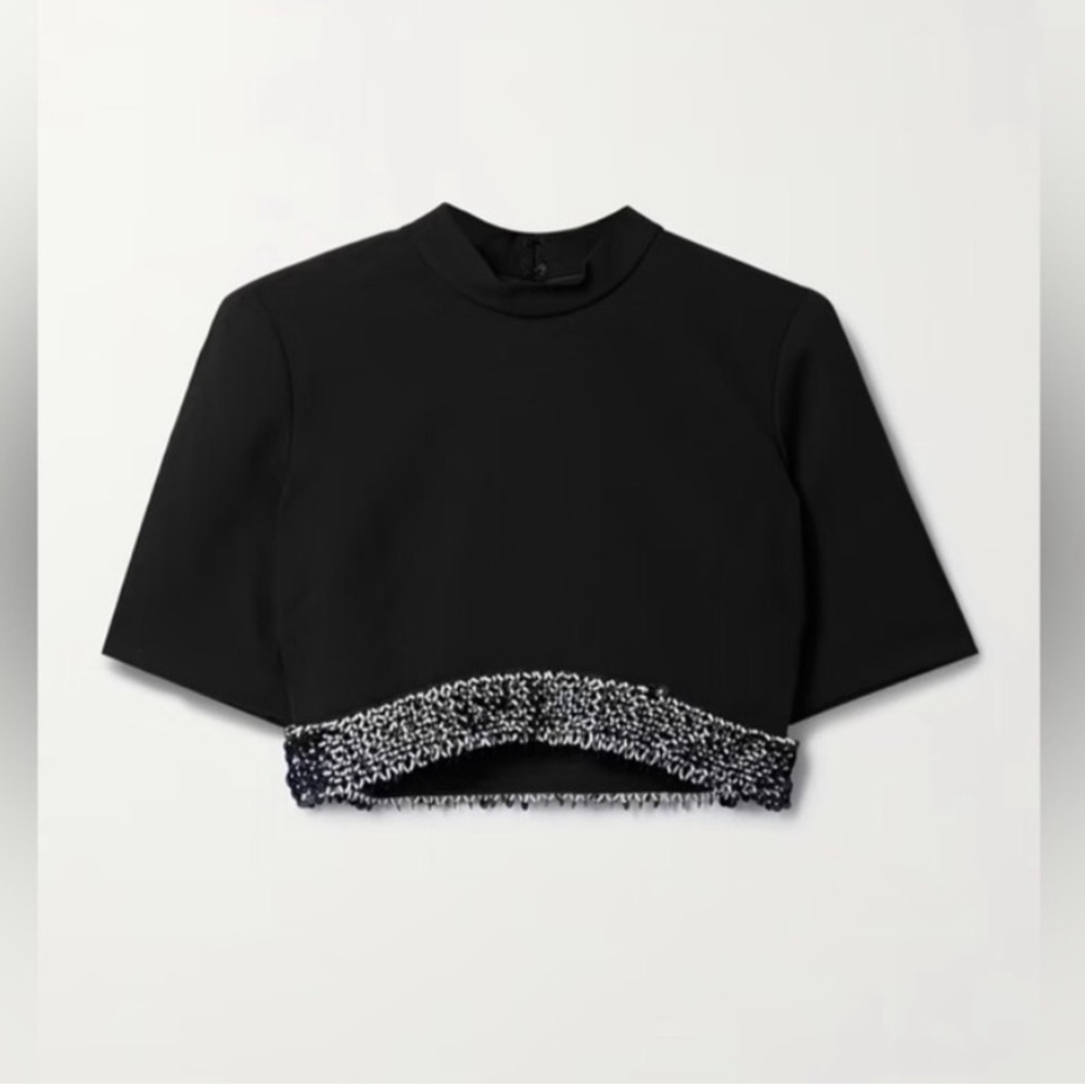 Jonathan Simkhai Short Sleeve Embellished Top